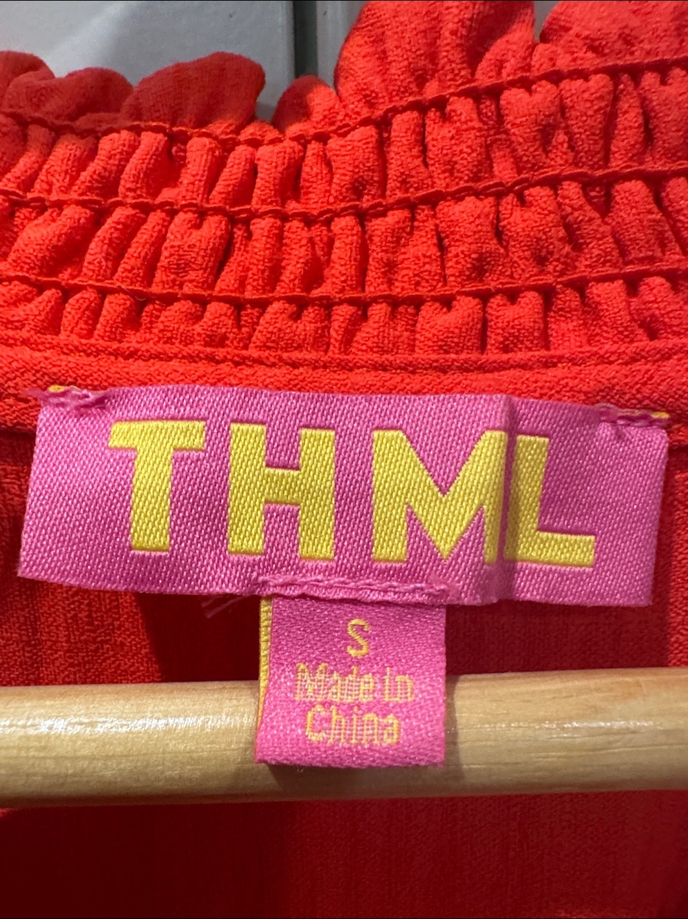 THML Red Embroidered Ruffled-Neck Women's Top - Picture 3 of 5